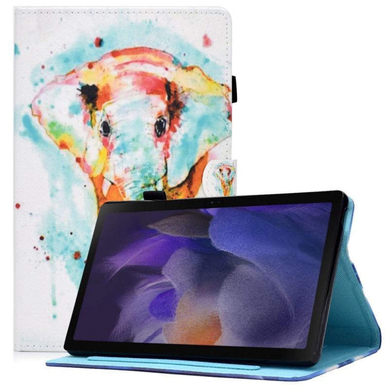 Læder Cover Samsung Galaxy Tab A8 (2021) Akvarel Elefant