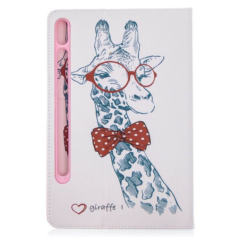 Læder Cover Samsung Galaxy Tab S8 / Tab S7 Giraffe Print Mønster