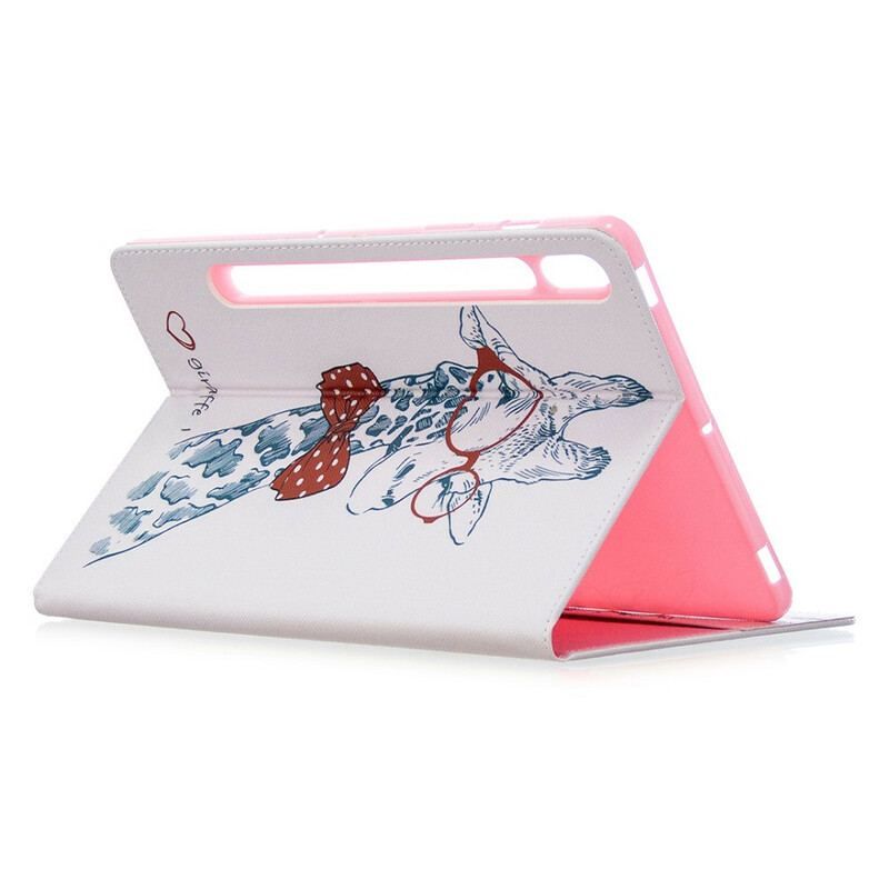 Læder Cover Samsung Galaxy Tab S8 / Tab S7 Giraffe Print Mønster