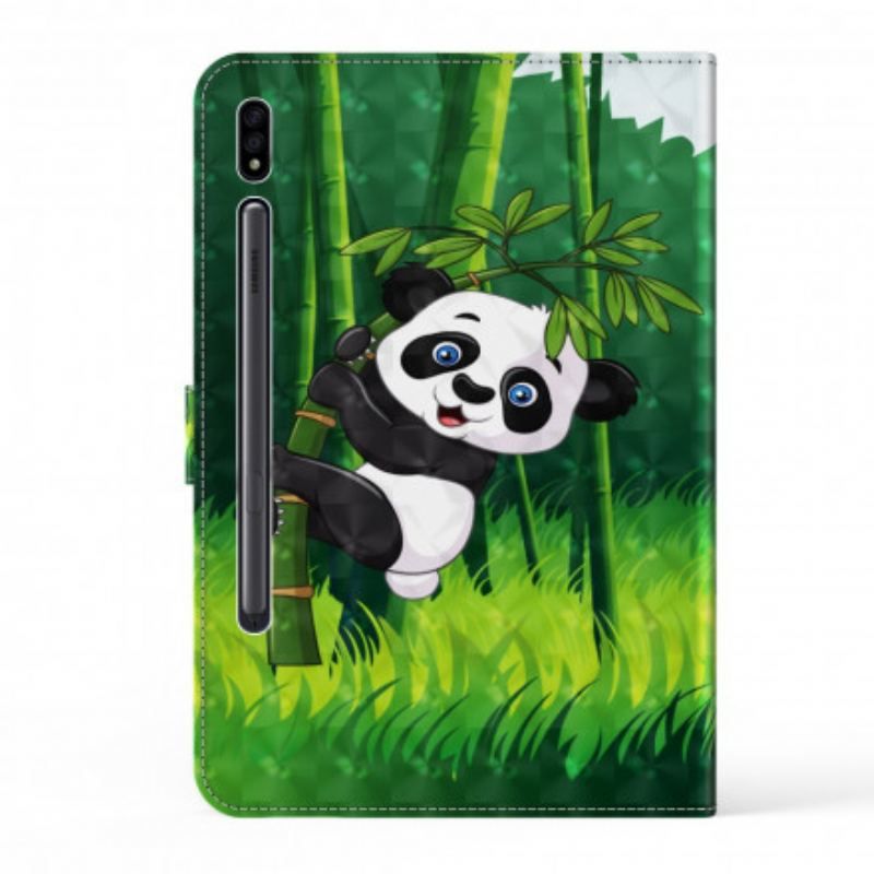 Læder Cover Samsung Galaxy Tab S8 / Tab S7 Panda I Imiteret Læder