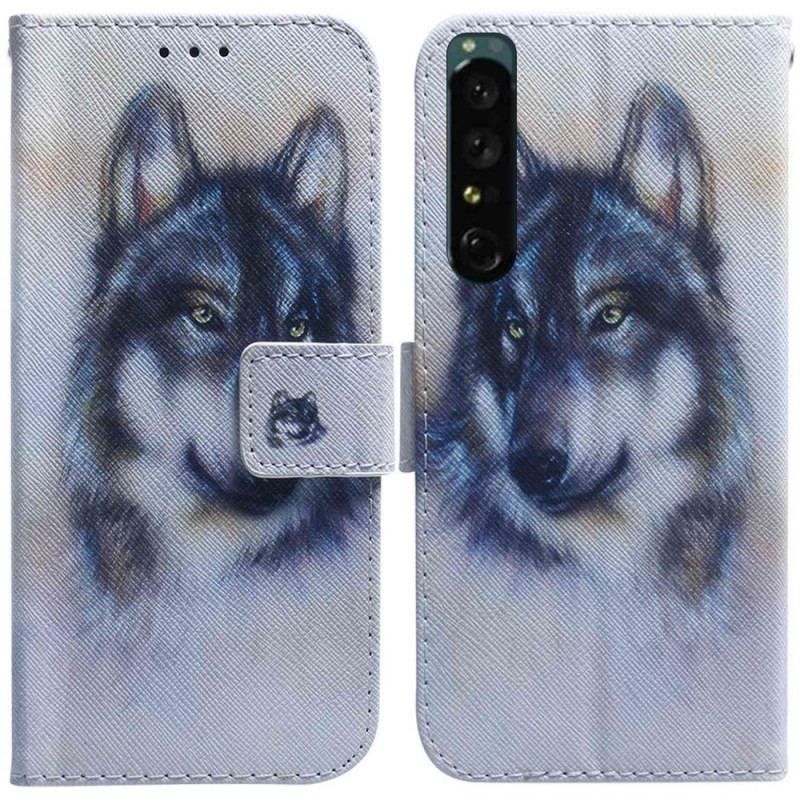 Læder Cover Sony Xperia 1 IV Akvarel Hund