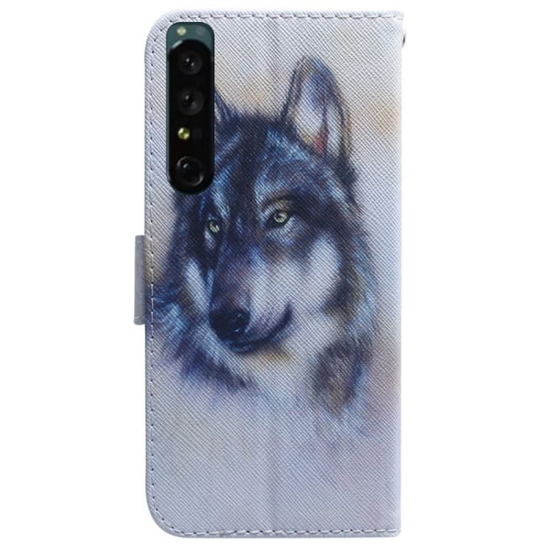 Læder Cover Sony Xperia 1 IV Akvarel Hund