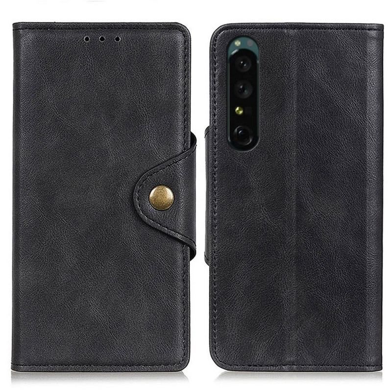 Læder Cover Sony Xperia 1 IV Imiteret Læder Knap