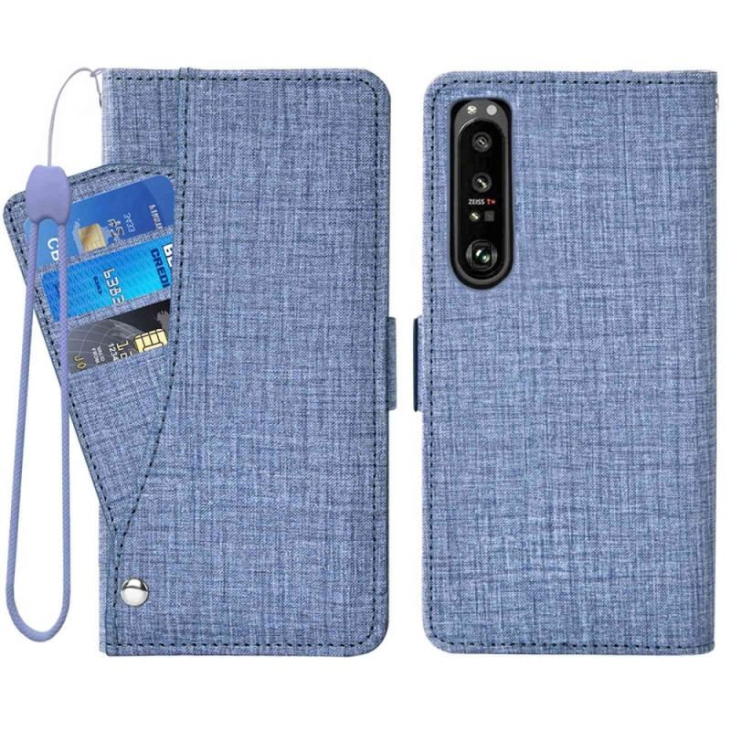 Læder Cover Sony Xperia 1 IV Jeans Med Roterende Kortholder