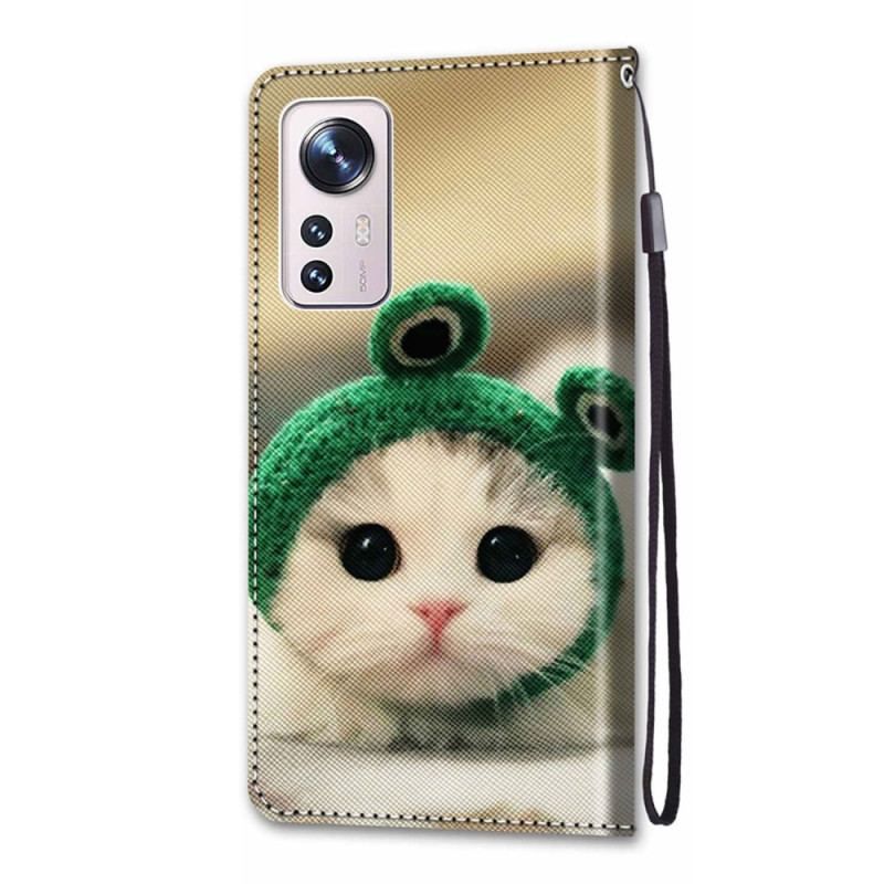 Læder Cover Xiaomi 12 / 12X Katte Med Snor