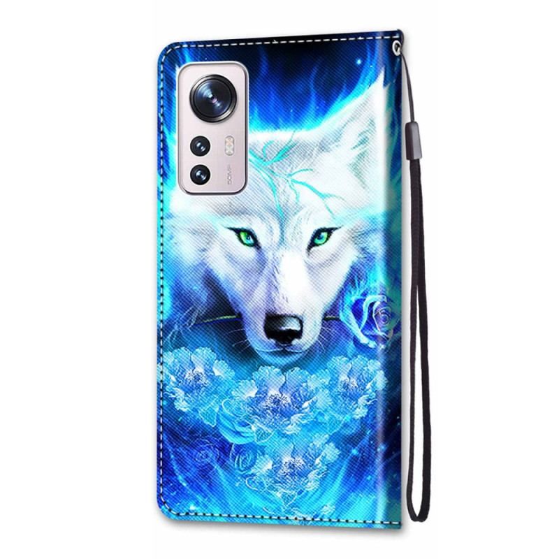 Læder Cover Xiaomi 12 / 12X Med Snor Lanyard Wolf