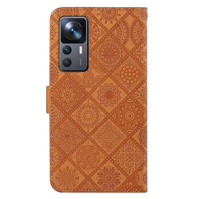 Læder Cover Xiaomi 12T / 12T Pro Blomstermønster