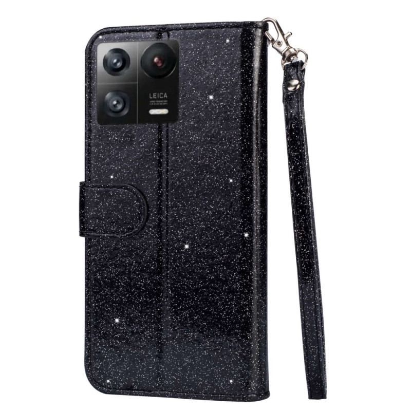 Læder Cover Xiaomi 13 Pro Punge Sequin Tegnebog Stil