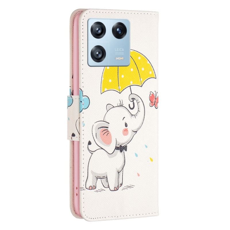 Læder Cover Xiaomi 13 Pro Sommerfugle Paraply