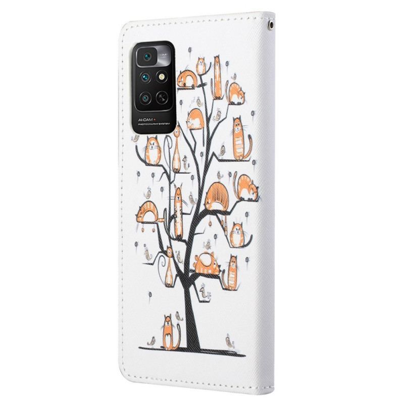 Læder Cover Xiaomi Redmi Note 11 / 11S Med Snor Funky Cats Med Rem