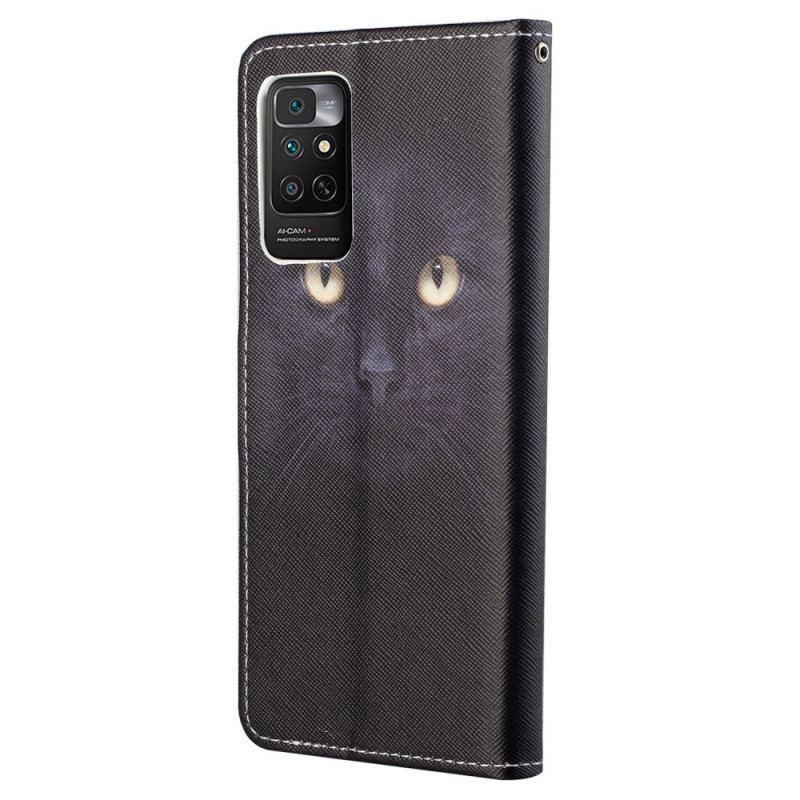 Læder Cover Xiaomi Redmi Note 11 / 11S Med Snor Strappy Black Cat Eyes