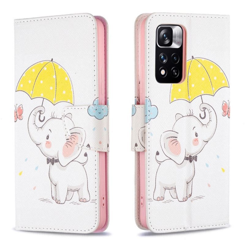 Læder Cover Xiaomi Redmi Note 11 Pro Plus 5G Baby Elefant