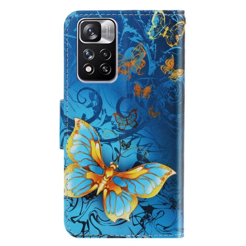 Læder Cover Xiaomi Redmi Note 11 Pro Plus 5G Med Snor Variationer Af Sommerfuglesrem