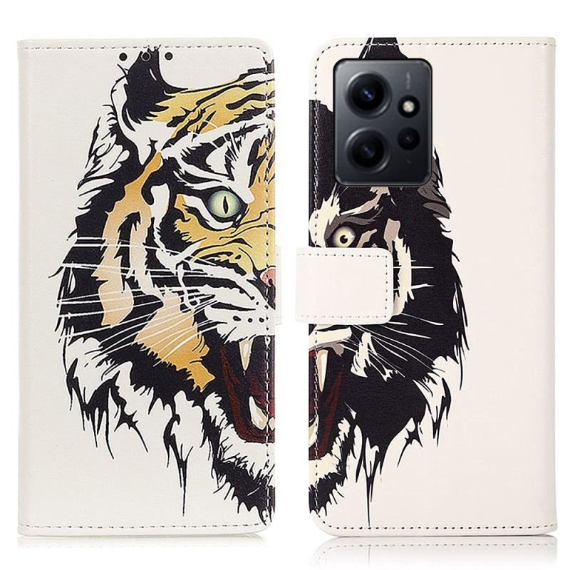 Læder Cover Xiaomi Redmi Note 12 4G Hård Tiger