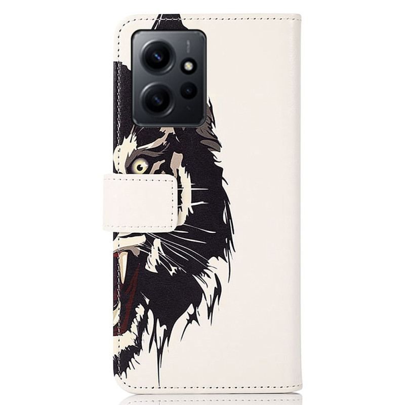 Læder Cover Xiaomi Redmi Note 12 4G Hård Tiger