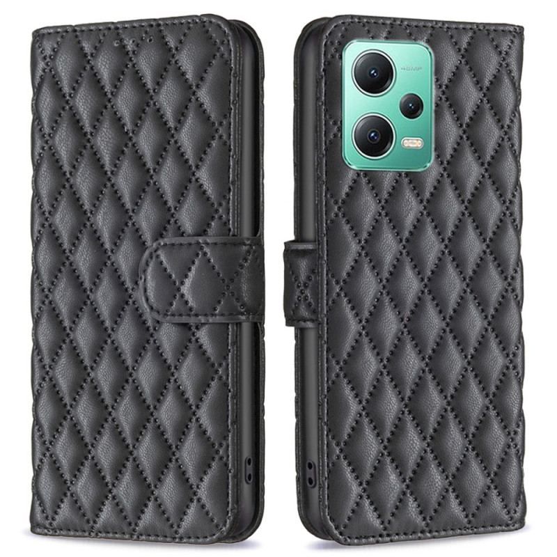 Læder Cover Xiaomi Redmi Note 12 5G Quiltet Binfen Farve