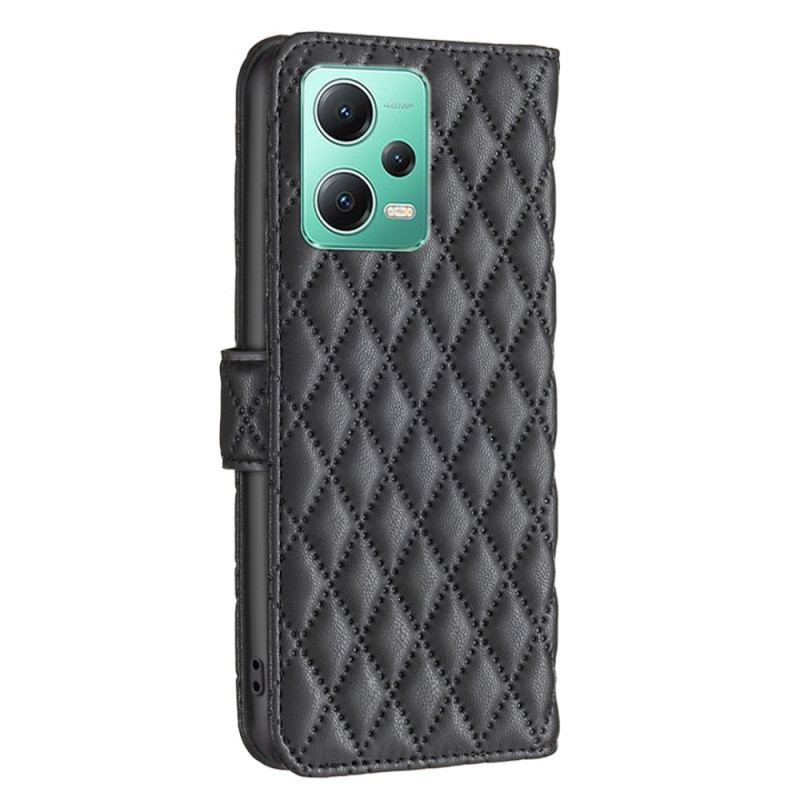 Læder Cover Xiaomi Redmi Note 12 5G Quiltet Binfen Farve