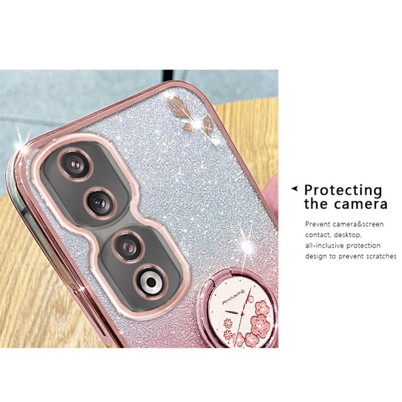 Mobilcover Honor 90 Pro Glitter Og Håndfri Støtte