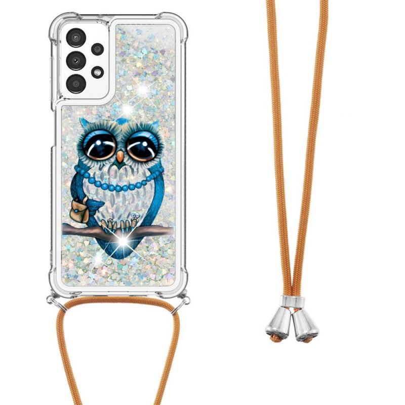 Mobilcover Samsung Galaxy A13 Med Snor Sequin Snøre Miss Owl