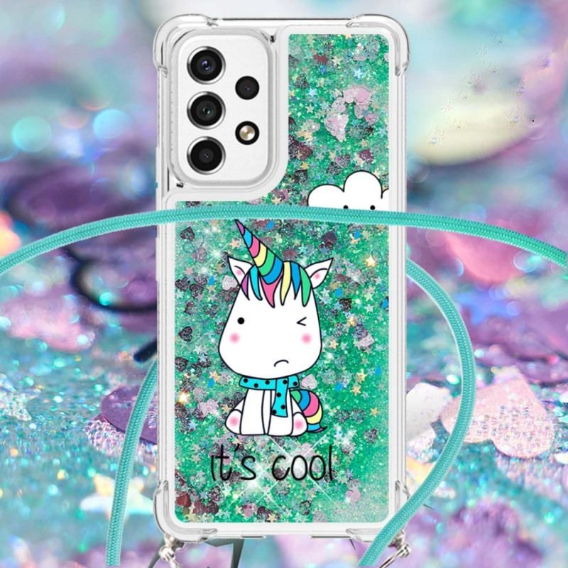 Mobilcover Samsung Galaxy A53 5G Med Snor Unicorn Glitter Snøre