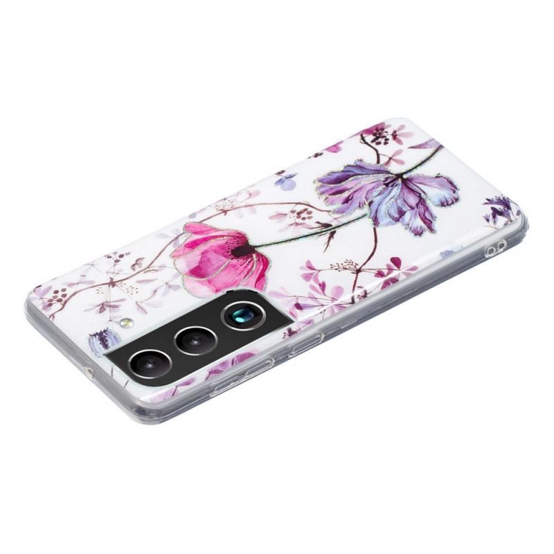 Mobilcover Samsung Galaxy S22 Plus 5G Marmorerede Blomster