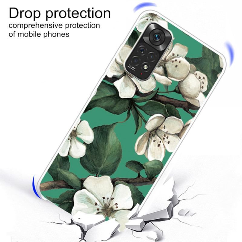 Mobilcover Xiaomi Redmi Note 11 / 11S Malede Hvide Blomster